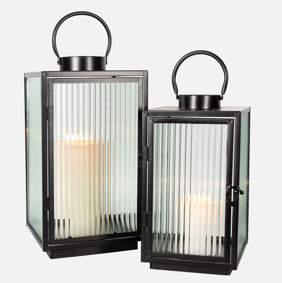 Ripple Glass Lanterns - Black Large