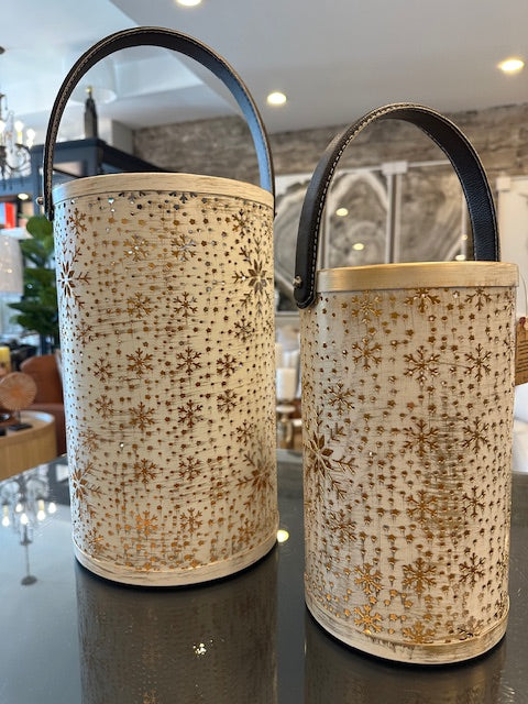 METAL SNOWFLAKE LATERN SET
