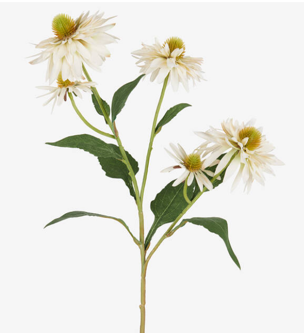 36" White Cone Flower Stem